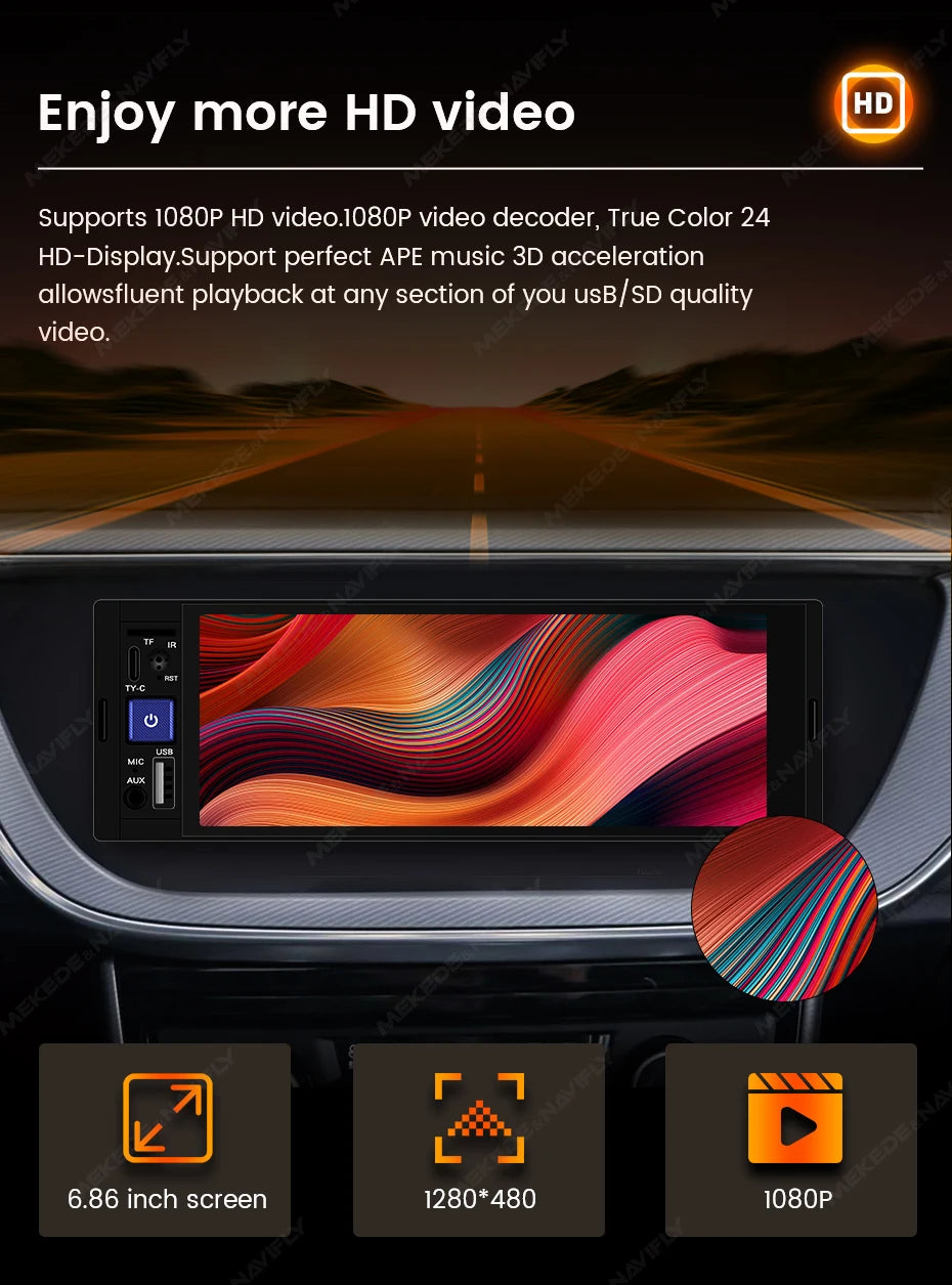 Car Multimedia Player – 6.86 Inch Touchscreen for Apple CarPlay and Android