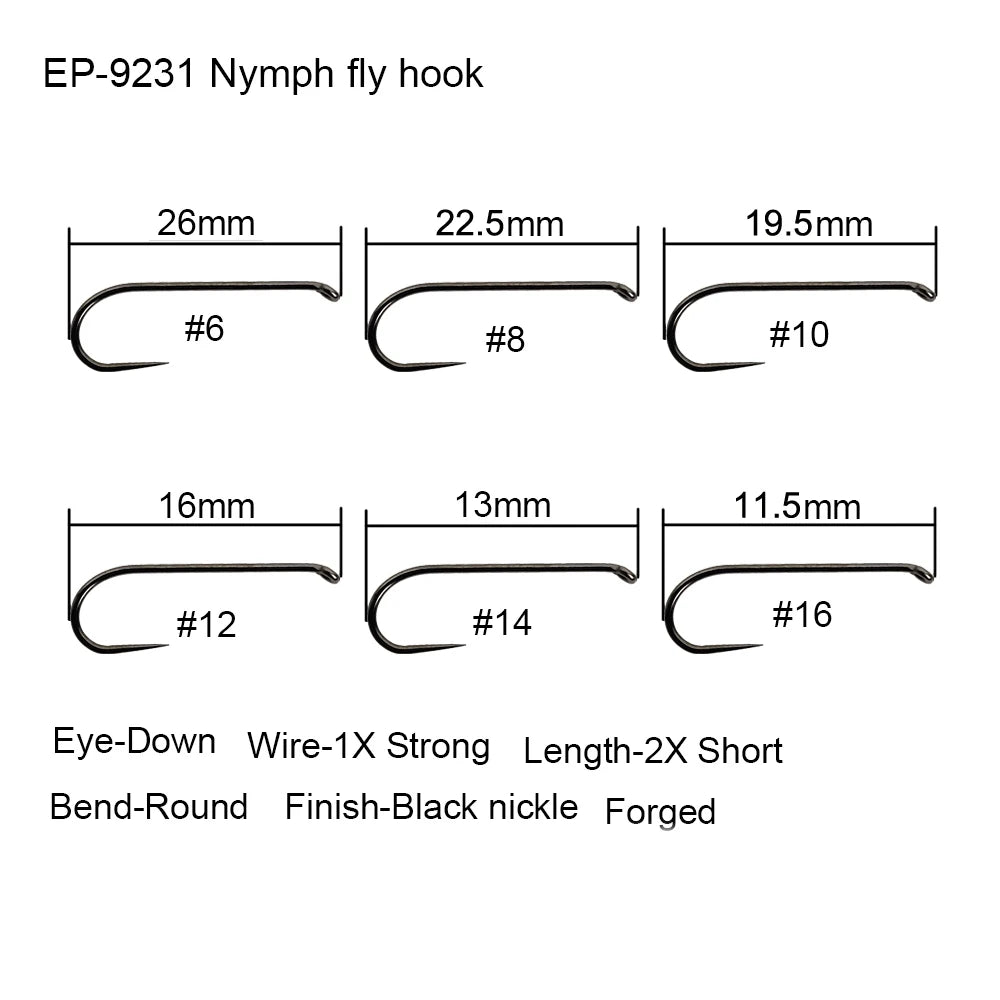 Barbless Fly Fishing Hooks – Black Nickel Steel for Dry and Wet Fly Tying