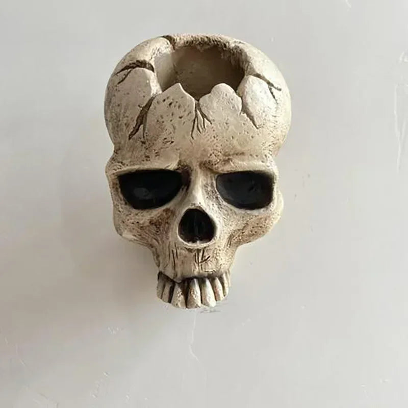 Gothic Skeleton Candlestick Pendant – Resin Wall Art for Home Decor