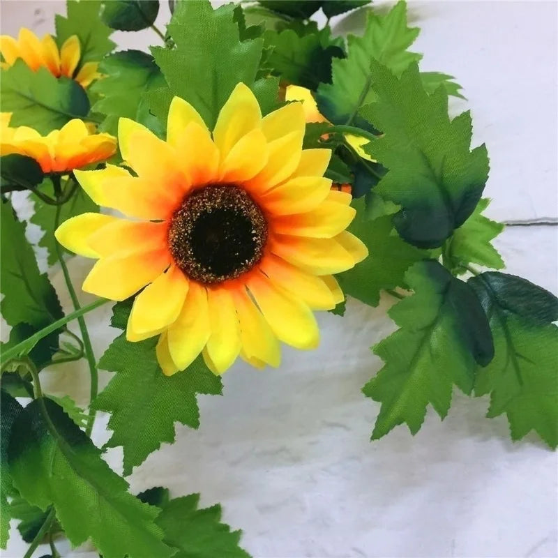 Silk Sunflower Garland – 260cm Artificial Floral Vine for Wedding Arch Decor