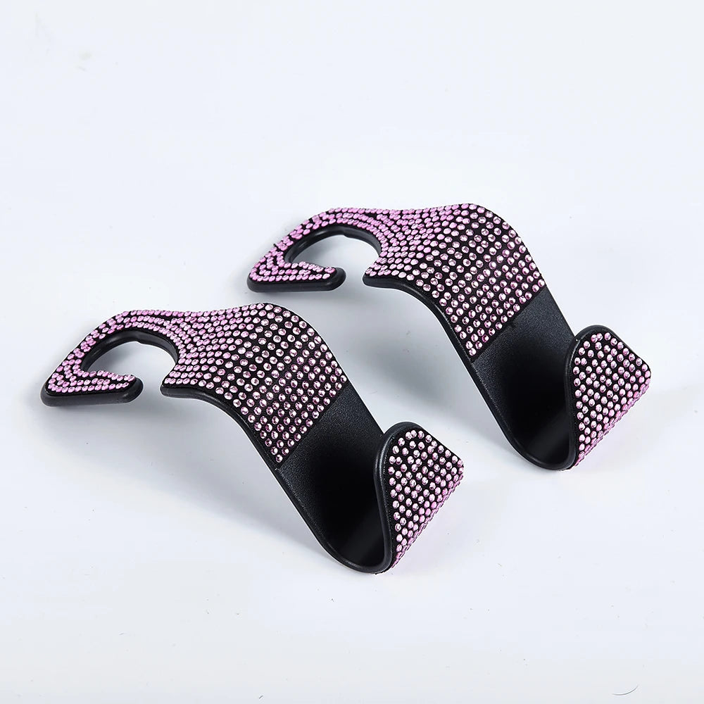 Artificial Diamond Car Hooks – Bling Hidden Seat Hanger for Car Organization
