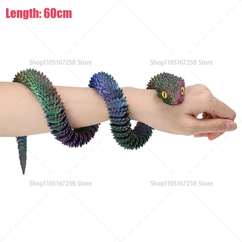 60cm 3D Printed Articulated Snake – Luminous Realistic Desktop Ornament
