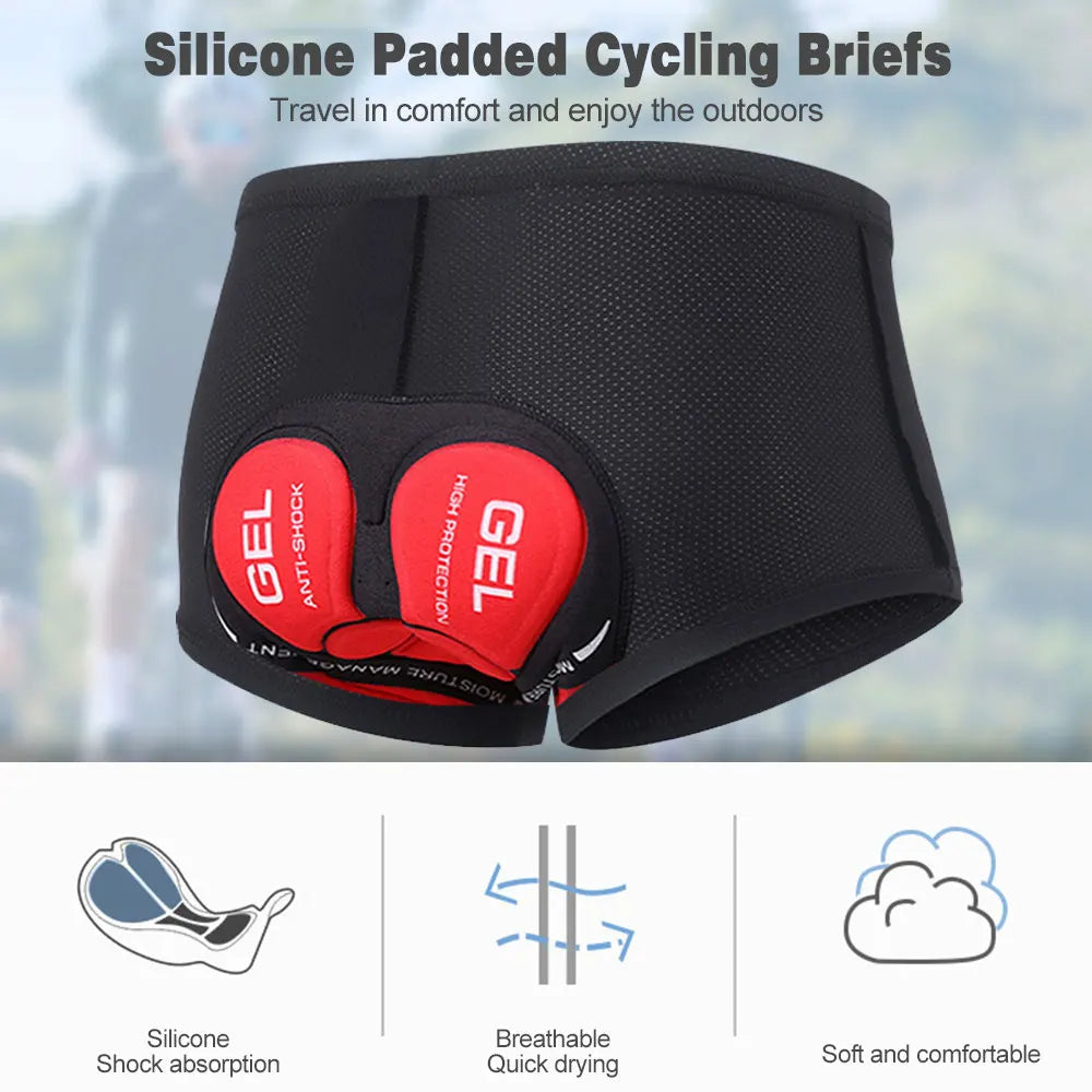 Padded Cycling Underwear – 5D Gel Shockproof Shorts for MTB Road Bike