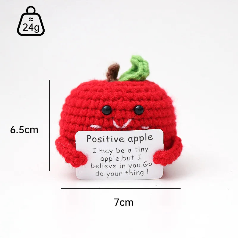 Handmade Wool Crochet Dog Doll – Positive Affirmation Plush for Home Decor