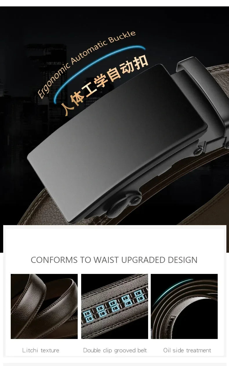 Automatic Buckle Belt – Men's Leather Waist Strap for Business Casual