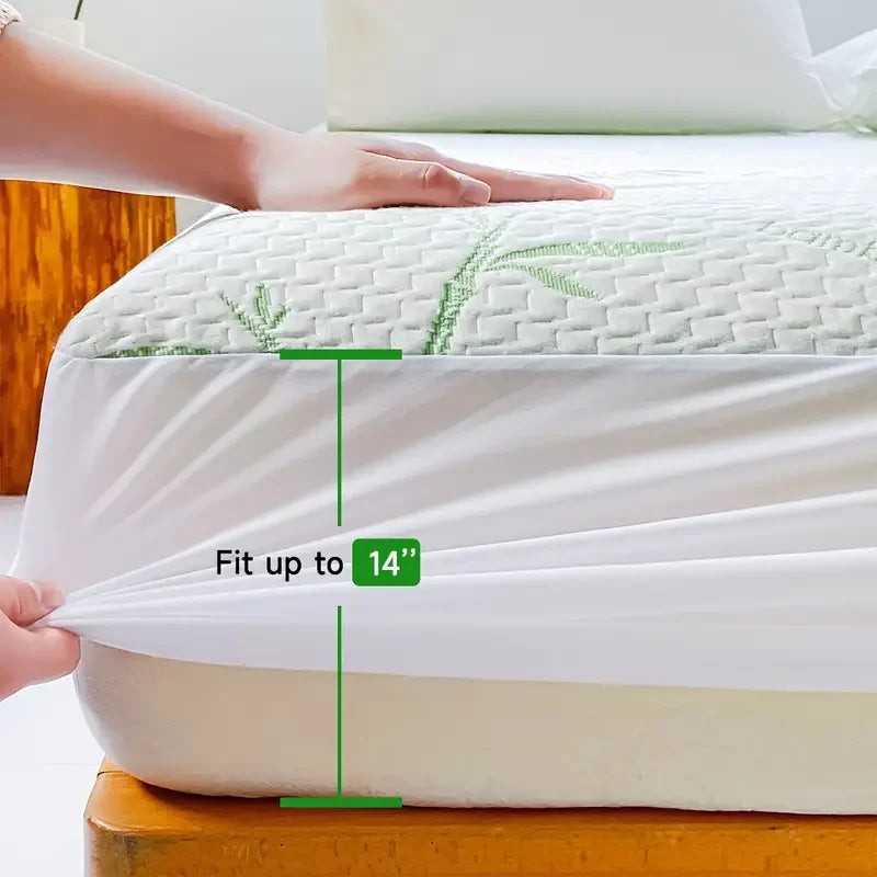 Waterproof Bamboo Mattress Cover – Cooling Fitted Sheet for Deep Bed Frames
