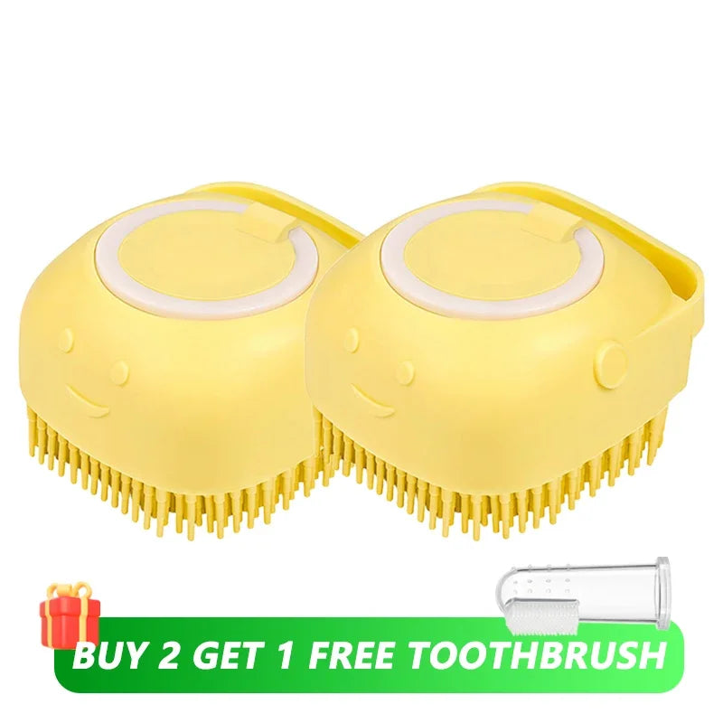 Silicone Pet Bath Brush – Shampoo Dispenser for Dog and Cat Grooming