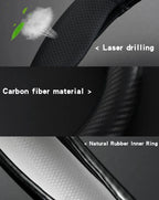 Carbon Fiber Steering Wheel Cover – Anti Slip Leather for Vehicle Interior