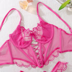 Floral Embroidered Mesh Lingerie Set – Sexy See-Through Bra and Panty for Women