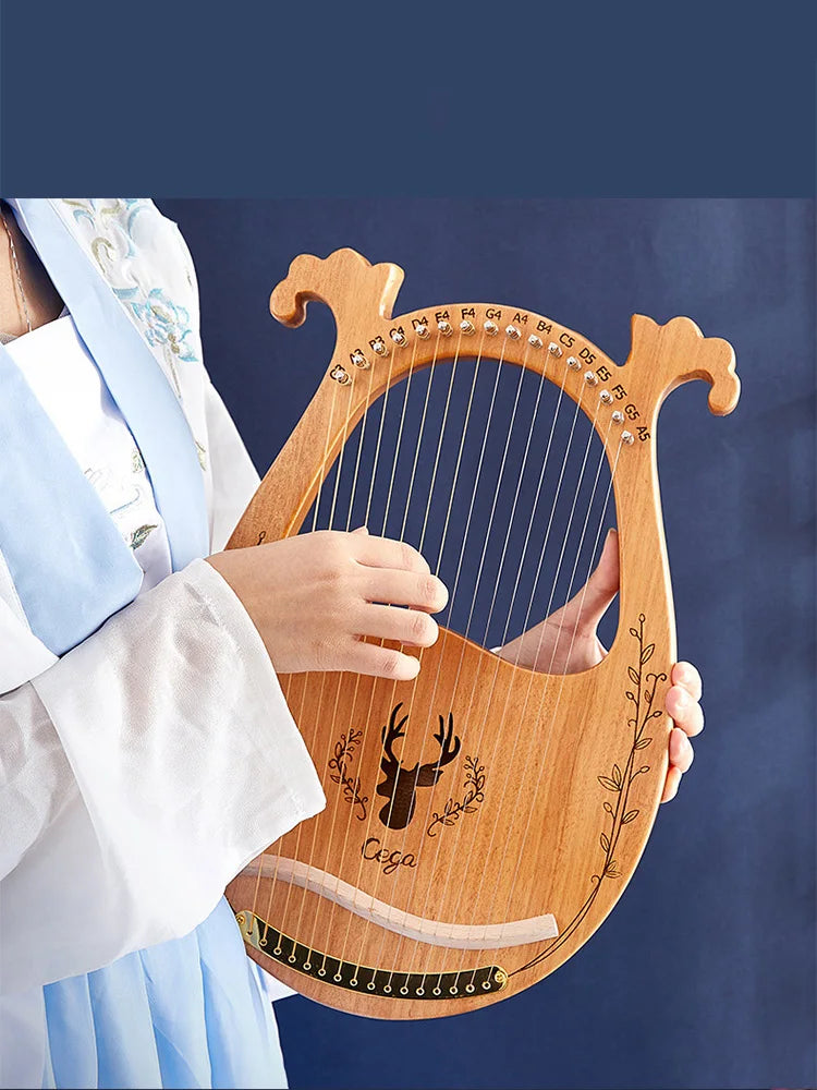 Mahogany Lyre Harp – 21 String Wooden Musical Instrument for Folk Music