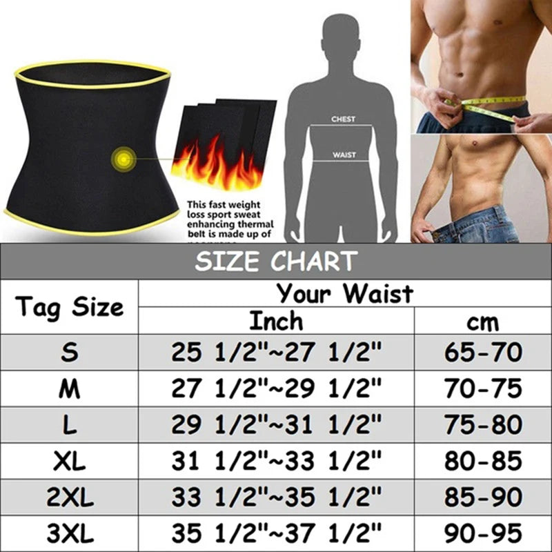 Sweat Waist Trainer Belt – Sauna Slimming Band for Men Workout Belly Fat