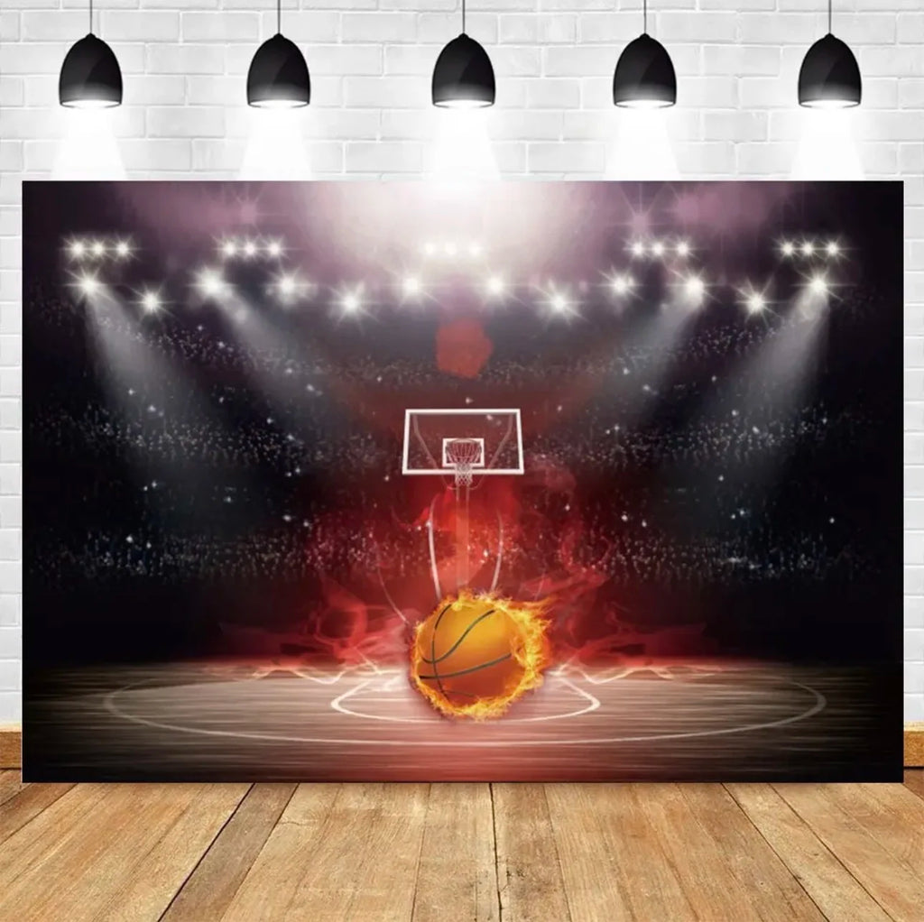 Basketball Stadium Photography Backdrop – Sport Theme for Kids Birthday Party