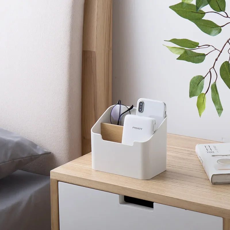 Multi-Function Desk Organizer – Remote and Tissue Storage for Home Office