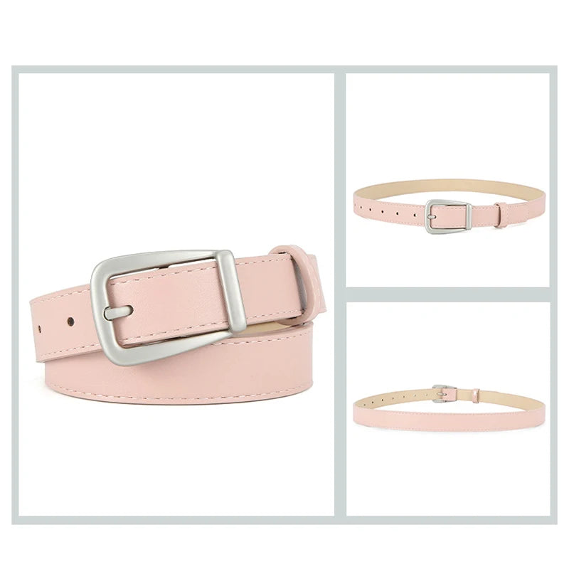 PU Leather Waist Belt – Metal Buckle Accessory for Women Jeans and Dresses