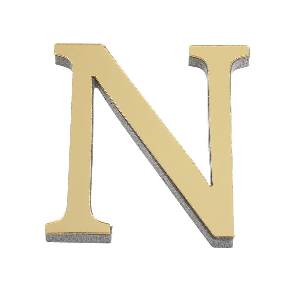 3D Gold Acrylic Letter Wall Stickers – Self-Adhesive Alphabet Home Decor