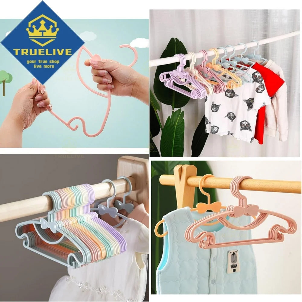 Bowknot Plastic Kids Clothes Hangers – Durable Clothing Organizers for Nursery