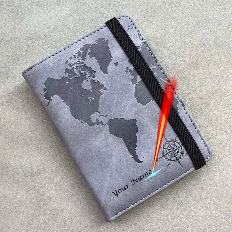 Personalized Passport Cover – RFID Blocking World Map Design for Travel