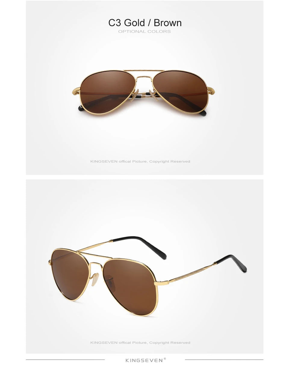 KINGSEVEN Alloy Pilot Sunglasses – Polarized UV400 Eyewear for Women Retro Style