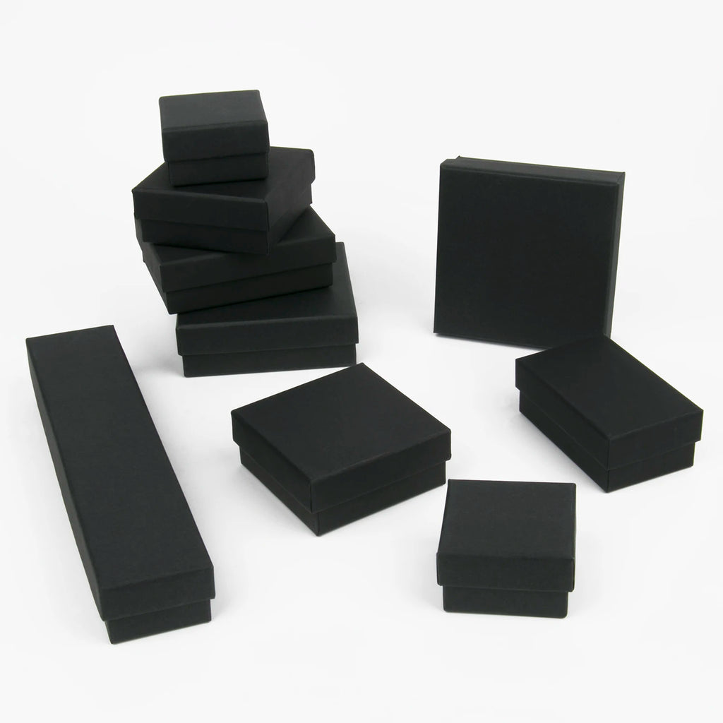 Black Square Jewelry Box – Velvet Display Organizer for Rings and Earrings
