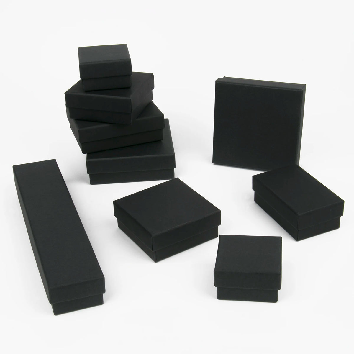 Black Square Jewelry Box – Velvet Display Organizer for Rings and Earrings