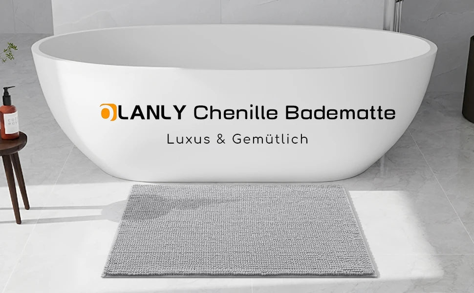 Chenille Bathroom Mat – Ultra Soft Absorbent Non-slip Rug for Shower Floors