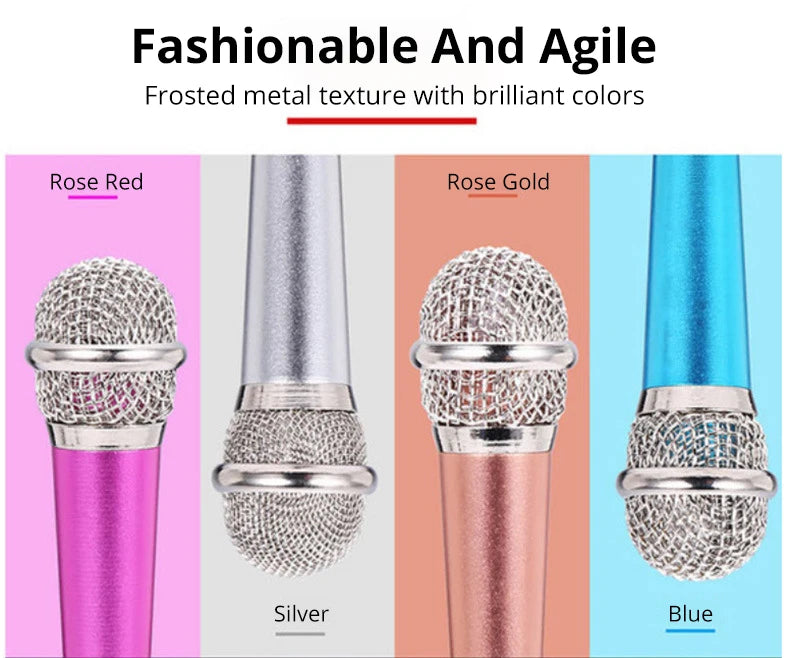 Mini Stereo Microphone – 3.5mm Handheld Mic for Phone Laptop Karaoke