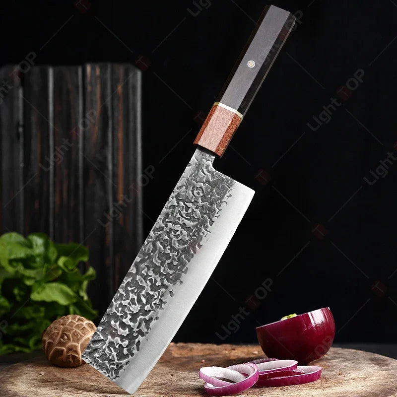 Hand Forged Japanese Chef Knife – Professional Kitchen Cleaver for Meat Cutting
