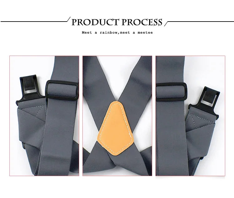 Elastic X-Type Suspenders – Adjustable Wide Braces for Men's Work and Formal