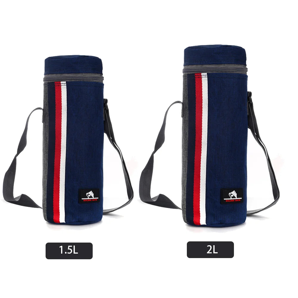 Insulated Oxford Water Bottle Bag – 1L/2L Pouch for Hiking and Summer Travel