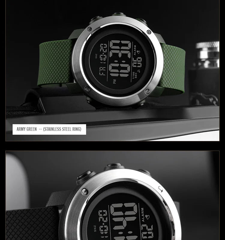 Digital Sports Watch – 5Bar Waterproof Alarm for Men Training