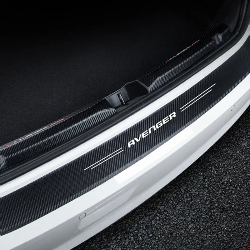 Carbon Fiber Door Sill Scuff Plates – Anti-Scratch Decal for Dodge Avenger