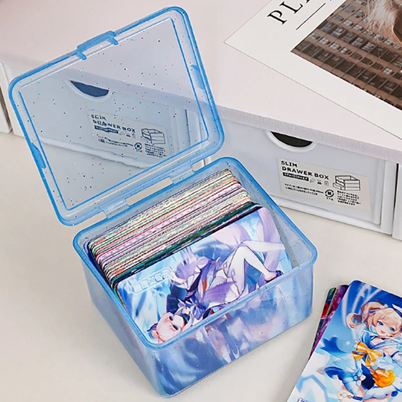 Transparent Plastic Storage Box – Desktop Organizer for Photocards and Stationery