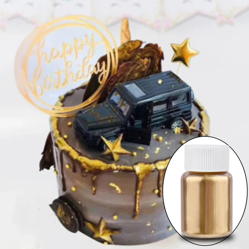Edible Metallic Glitter Powder – Gold and Silver Dust for Cake Decoration