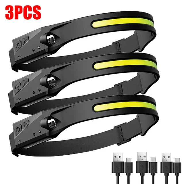 Rechargeable LED Sensor Headlamp – Motion Activated Light for Camping