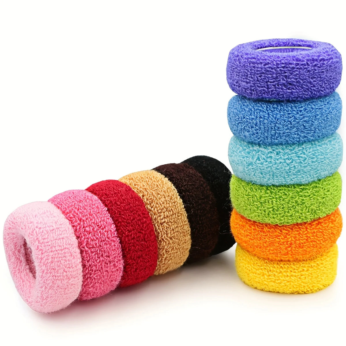 Large Thick Terry Cloth Hair Ties – Seamless Elastic Ponytail Holders