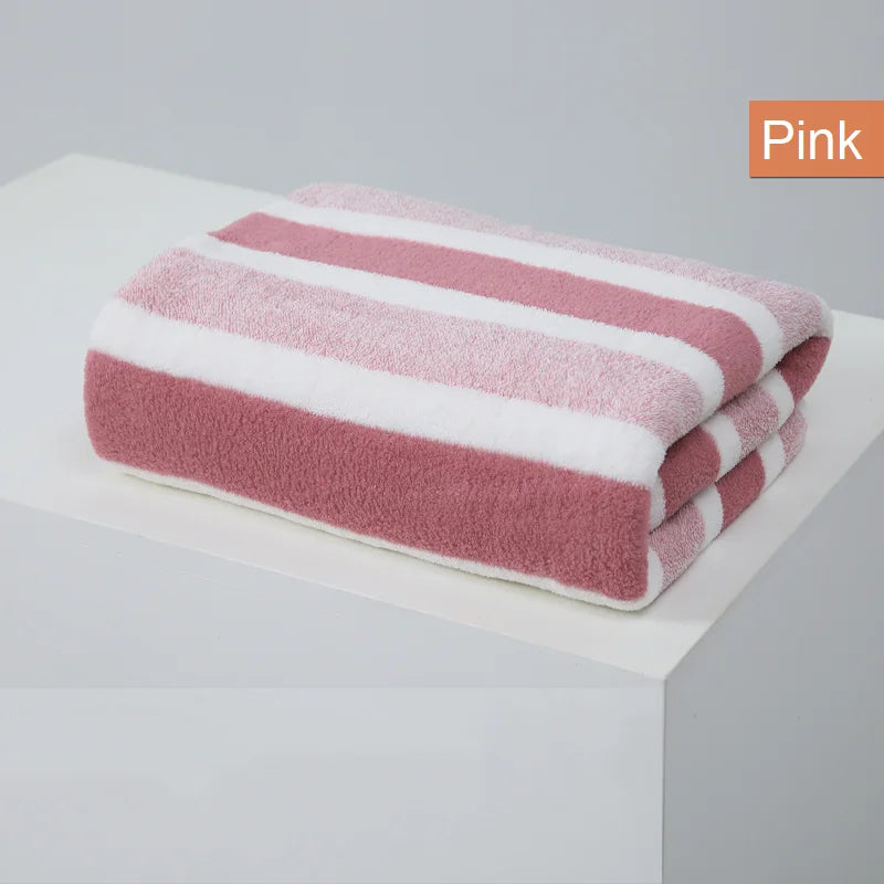 Striped Cotton Towel Set – Absorbent Quick-Dry Fabric for Bathroom Decor