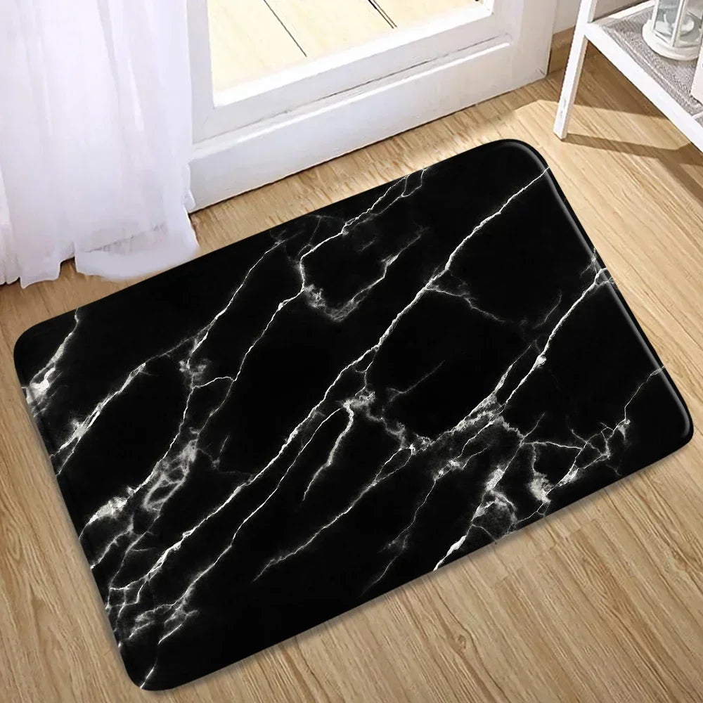 Abstract Marble Bath Mat Set – Geometric Non-slip Rugs for Bathroom Decor
