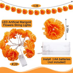 Mexican Marigold Garland LED Lights – Artificial Flower Decor for Day of the Dead
