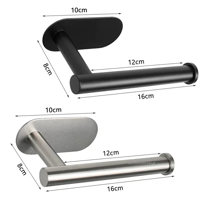 Stainless Steel Toilet Paper Holder – Self-Adhesive Wall Mount for Bathroom