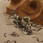 Bronze Farmer and Cow Statue – Vintage Metal Figurine for Home Decor