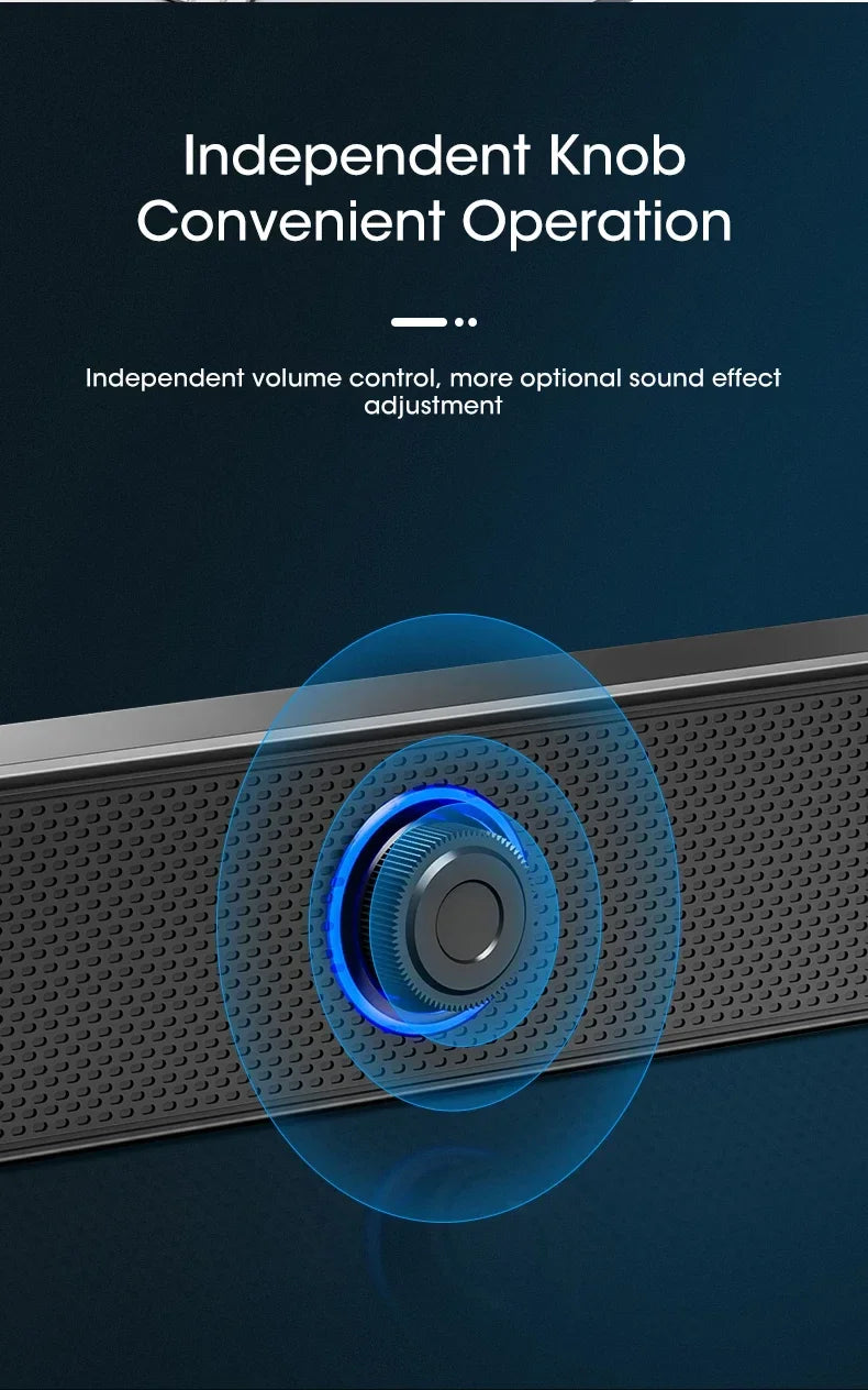 Wired Wireless PC Soundbar – Bluetooth Speaker for TV Gaming Home Theater