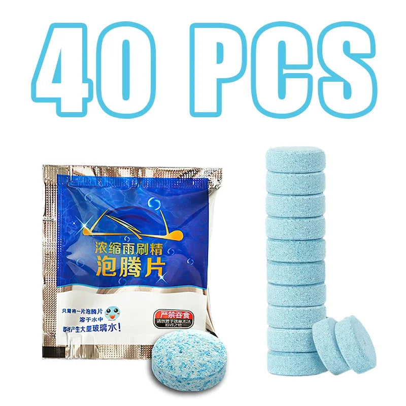 Effervescent Glass Cleaner Tablets – Concentrated Windshield Wash for Car Care