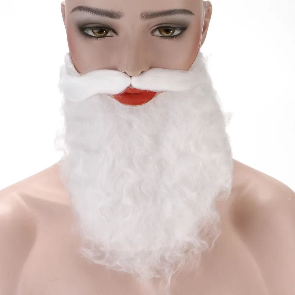 Faux White Santa Beard – Plush Costume Accessory for Kids and Adults