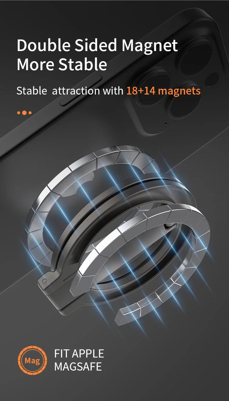 Magnetic Phone Ring Holder – Double-Sided MagSafe Kickstand for Smartphones