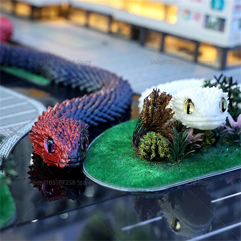 60cm 3D Printed Articulated Snake – Luminous Realistic Desktop Ornament