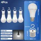Rechargeable LED Emergency Bulb – Portable 7W Light for Camping and Home Power