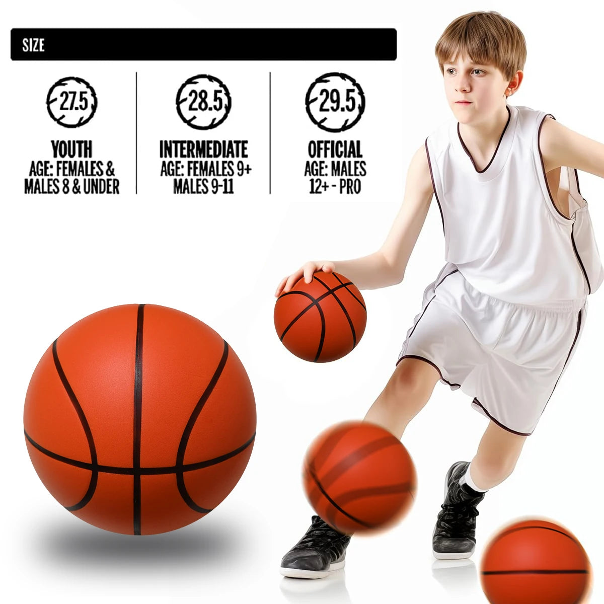 Silent Foam Basketball – Indoor Dribble Practice Ball for Kids and Adults