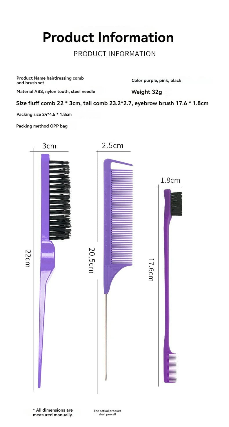 Professional Hair Styling Brush Set – Steel Needle Combs for Hair Grooming