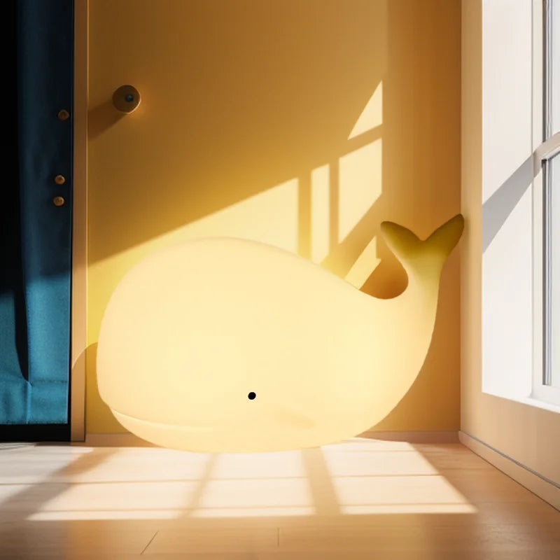 Silicone Whale LED Night Light – Rechargeable RGB Lamp for Kids Bedroom Decor
