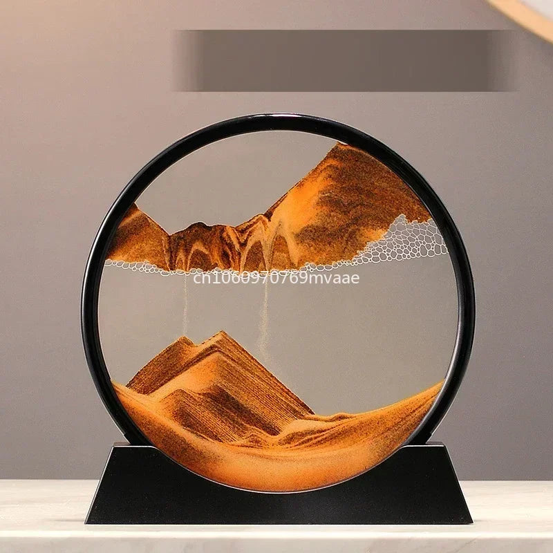 3D Moving Sand Art Frame – Dynamic Liquid Hourglass for Office Home Decor